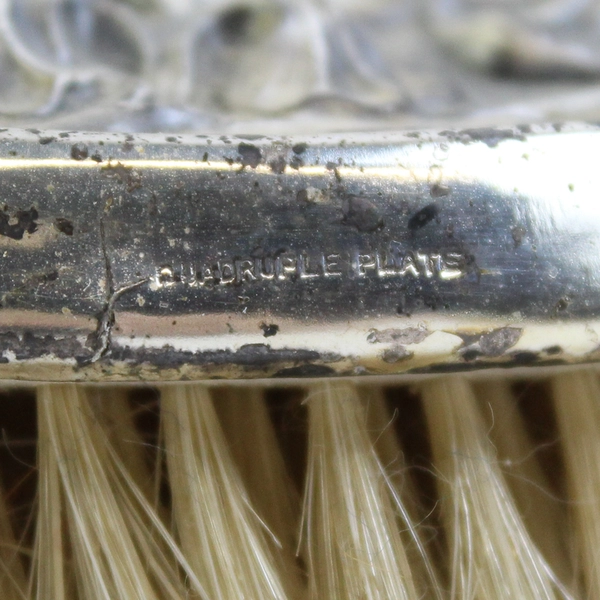 Antique Quadruple Plate Silver Plated Brush Embossed Floral Pattern