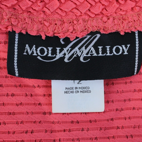 Molly Malloy Y2K Crop Cardigan Bright Coral Shoulder Pads Size 12 Button Front