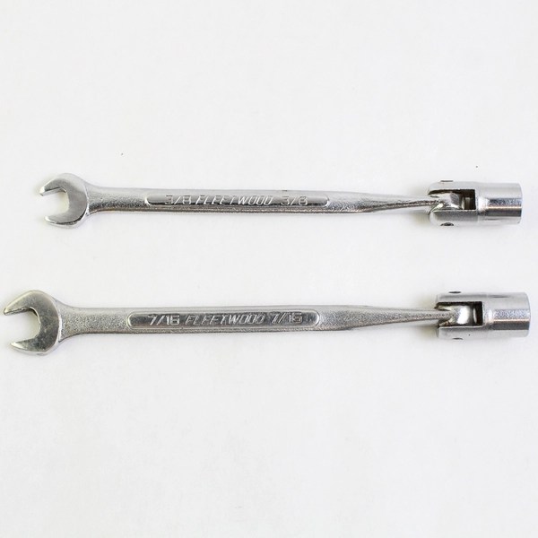 Lot of 2 Fleetwood 3/8 and 7/16 Flex Head Socket Wrenches