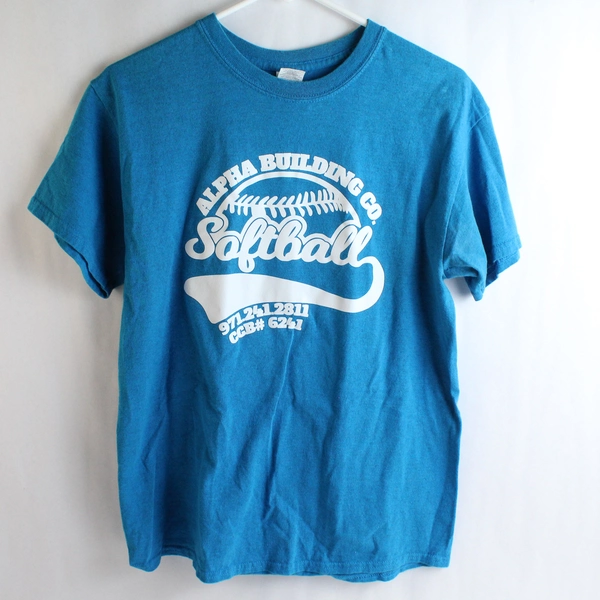 Gildan Heavy Cotton Women's Blue Alpha Building Co. Short Sleeve T-Shirt Size M