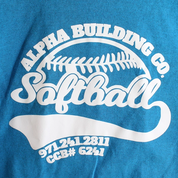 Gildan Heavy Cotton Women's Blue Alpha Building Co. Short Sleeve T-Shirt Size M