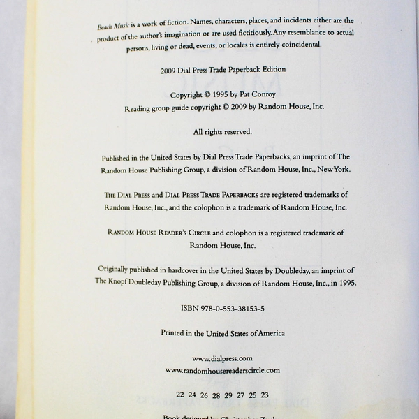 Beach Music by Pat Conroy Paperback 2009 A Novel 