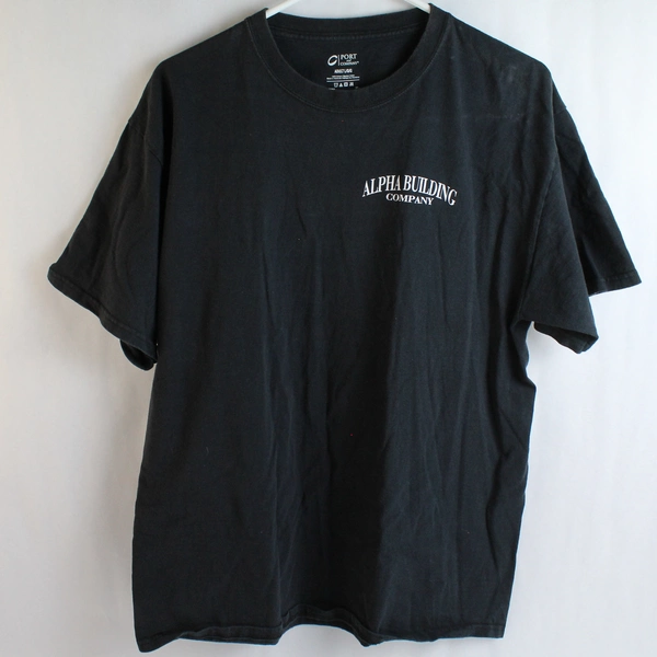 C Port & Company Unisex Short Sleeve Black T-Shirt Alpha Building Co. Size Large