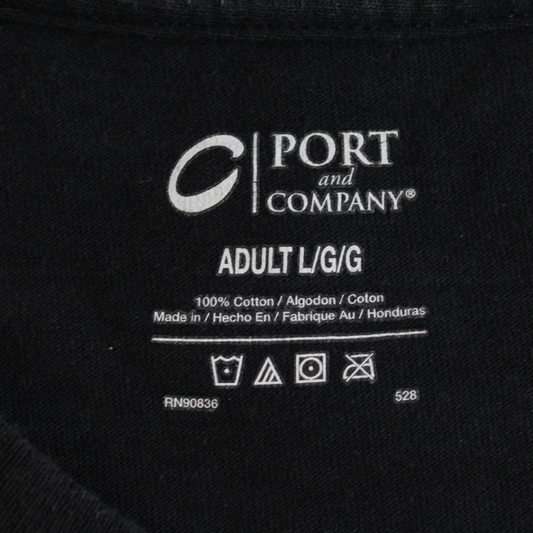 C Port & Company Unisex Short Sleeve Black T-Shirt Alpha Building Co. Size Large