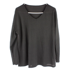 Black Semi-Sheer Long-Sleeved Knit Sweater Women's Size XL