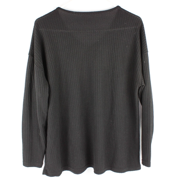 Black Semi-Sheer Long-Sleeved Knit Sweater Women's Size XL