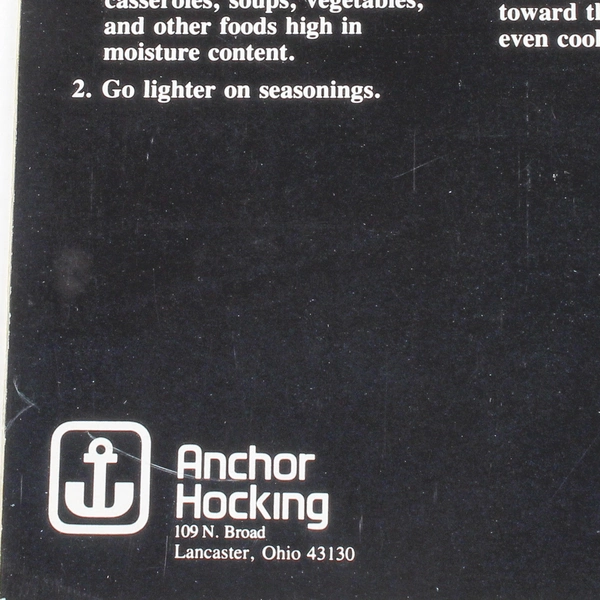 Vintage Anchor Hocking Microware Cookbook & Recipes 1980s - Good Condition