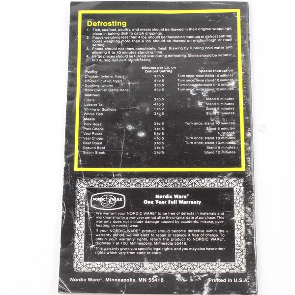 Nordic Ware Microwave Recipes and Instructions Booklet Paperback