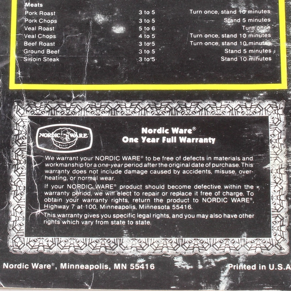 Nordic Ware Microwave Recipes and Instructions Booklet Paperback