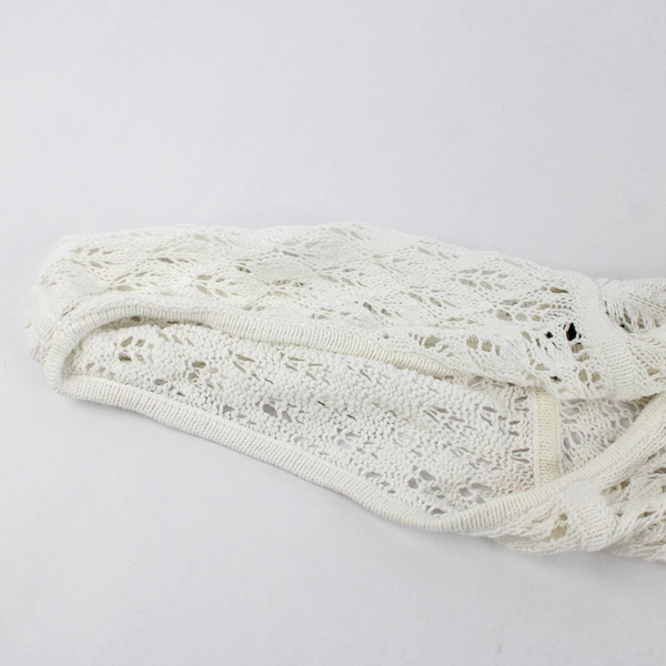 Eddie Bauer Hooded Open-Knit White Sweater Women's Size Large