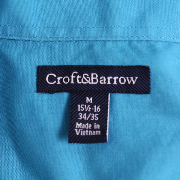 Croft & Barrow Men's Blue Long Sleeve Collar Button Down Shirt Size M (34/35)