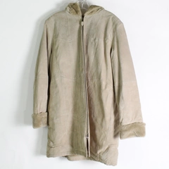 Covington Outerwear Mid Length Coat Beige Real Leather & Fake Fur Women's Sz XL