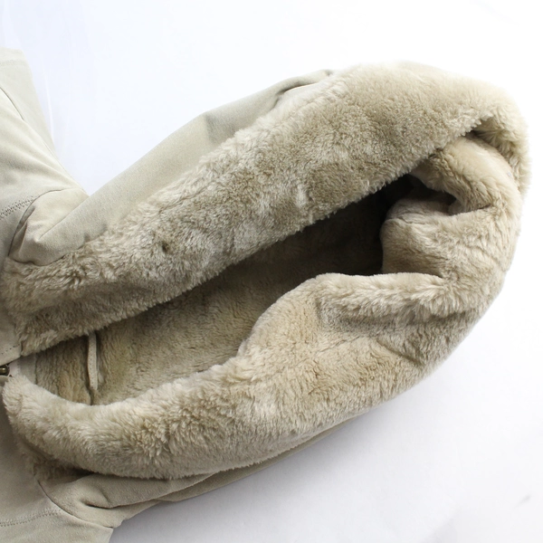 Covington Outerwear Mid Length Coat Beige Real Leather & Fake Fur Women's Sz XL