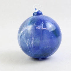 Vintage Hand Blown Blue Glass Ball Christmas Ornament 2.75 Inch