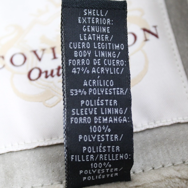 Covington Outerwear Mid Length Coat Beige Real Leather & Fake Fur Women's Sz XL