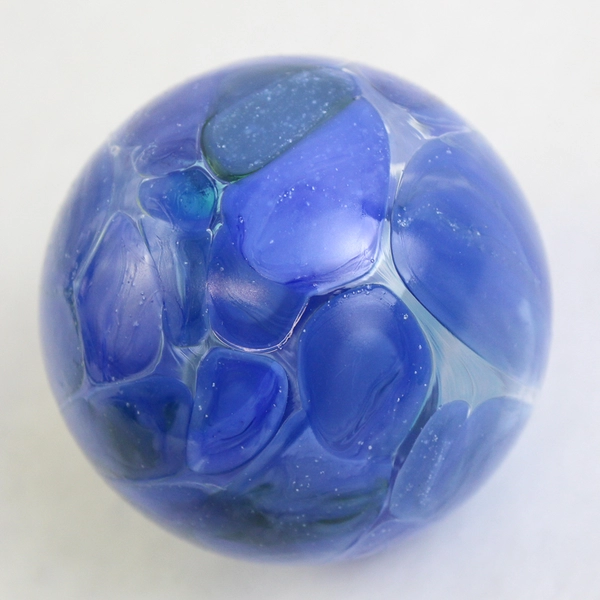 Vintage Hand Blown Blue Glass Ball Christmas Ornament 2.75 Inch