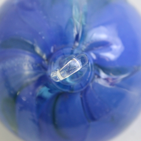 Vintage Hand Blown Blue Glass Ball Christmas Ornament 2.75 Inch