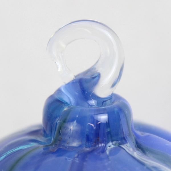 Vintage Hand Blown Blue Glass Ball Christmas Ornament 2.75 Inch