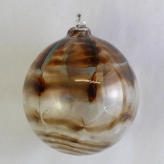 Vintage Hand Blown Brown And Blue Drip Glass Ball Christmas Ornament 3 Inch