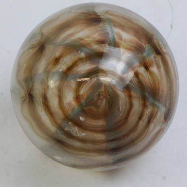 Vintage Hand Blown Brown And Blue Drip Glass Ball Christmas Ornament 3 Inch