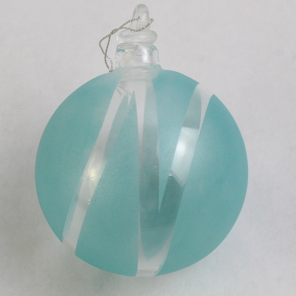 Vtg Hand Blown Brown And Hand Painted Blue Glass Ball Christmas Ornament 2.75"