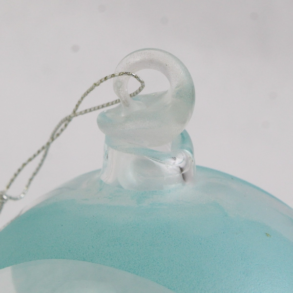 Vtg Hand Blown Brown And Hand Painted Blue Glass Ball Christmas Ornament 2.75"