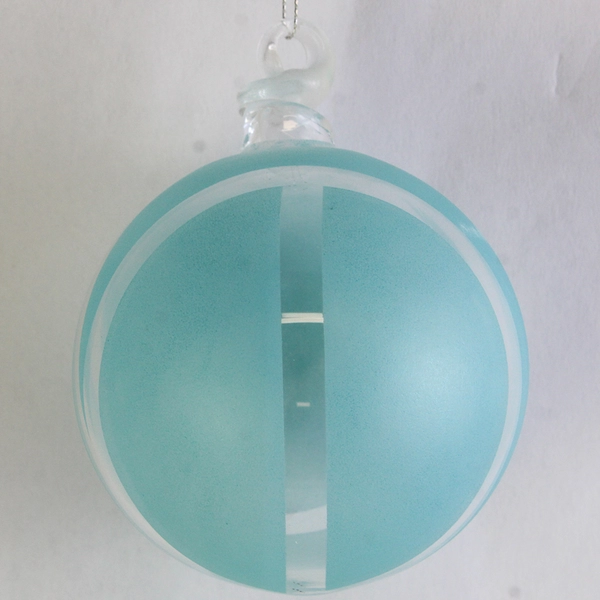 Vtg Hand Blown Brown And Hand Painted Blue Glass Ball Christmas Ornament 2.75"