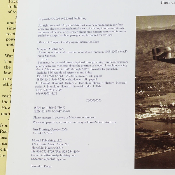 A Century of Aloha by MacKinnon Simpson 2006 HC Honolulu History Book