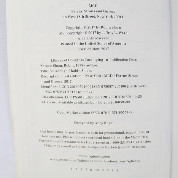 Sourdough A Novel by Robin Sloan 2017 Paperback