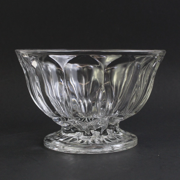 Vintage Footed Glass Candy Dish Thumbprint Panels Starburst Bottom No Lid