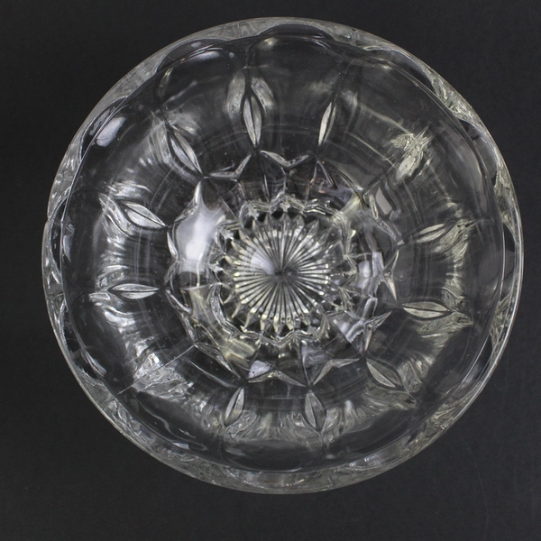 Vintage Footed Glass Candy Dish Thumbprint Panels Starburst Bottom No Lid