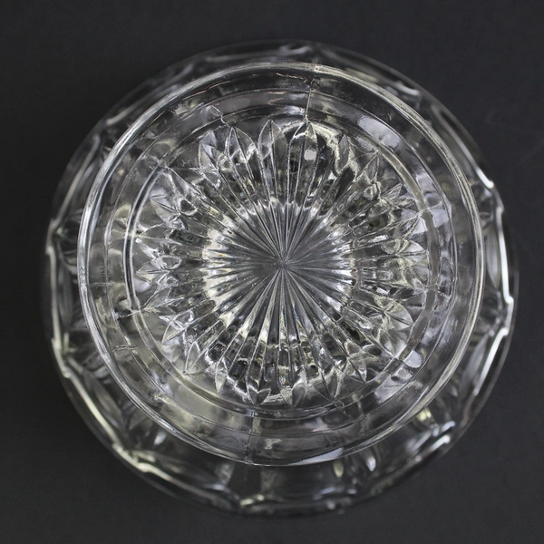 Vintage Footed Glass Candy Dish Thumbprint Panels Starburst Bottom No Lid