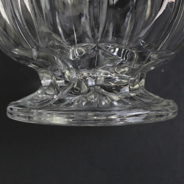 Vintage Footed Glass Candy Dish Thumbprint Panels Starburst Bottom No Lid