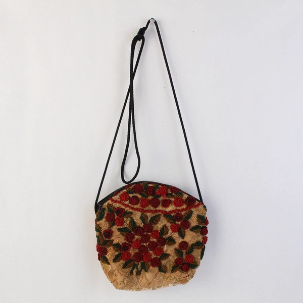 Eucalyptus Embroidered Rose Design Crossbody Purse