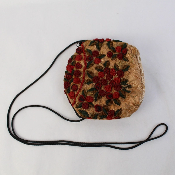 Eucalyptus Embroidered Rose Design Crossbody Purse
