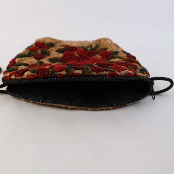 Eucalyptus Embroidered Rose Design Crossbody Purse