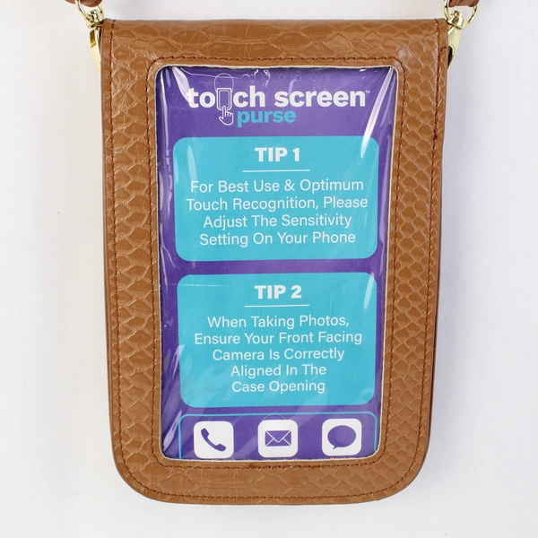 Unbranded Brown Faux Leather Touchscreen Crossbody Wallet Purse