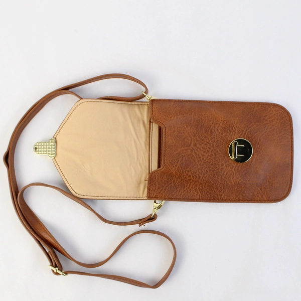 Unbranded Brown Faux Leather Touchscreen Crossbody Wallet Purse