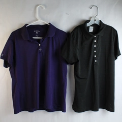 Lot of 2 Callaway & Antigua Women's Polos Purple Size XL & Black Size Small 