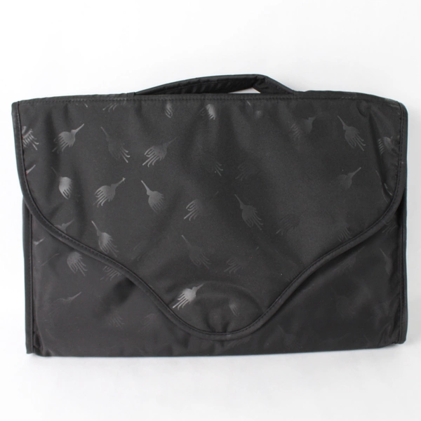 Black Patterned Computer Bag Briefcase With Red Lining 15" x 11"