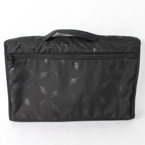 Black Patterned Computer Bag Briefcase With Red Lining 15" x 11"