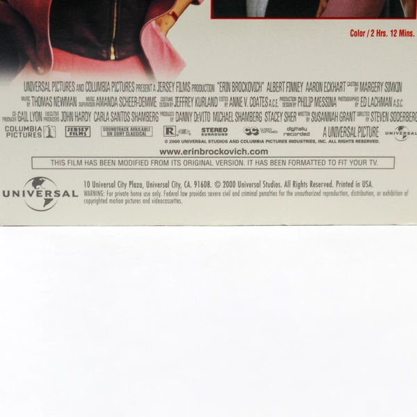 Erin Brockovich VHS 2000 Julia Roberts Docudrama - Good Condition, As-Is