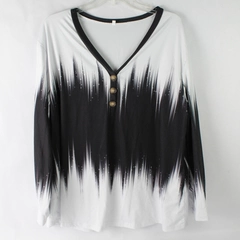 Unbranded Black and White 1/4 Button Shirt Women's 2XL