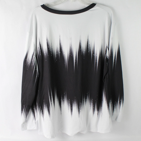 Unbranded Black and White 1/4 Button Shirt Women's 2XL