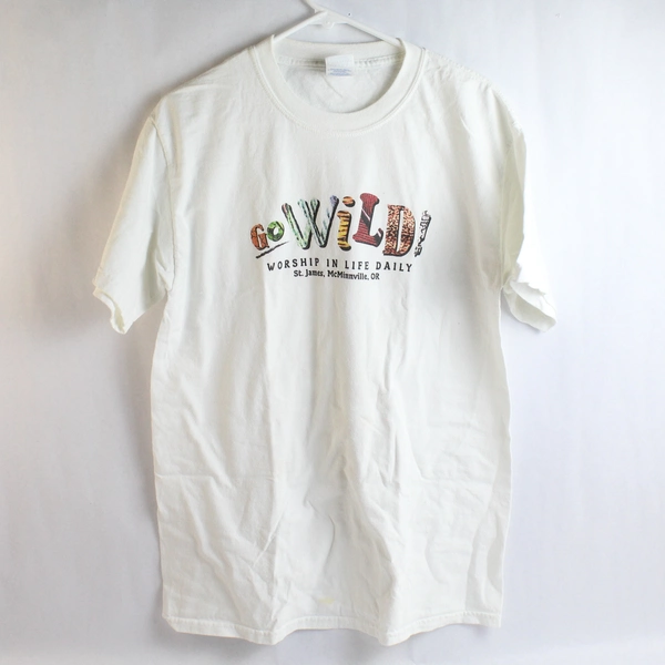 Gildan Activewear Unisex Medium White Short Sleeve Go Wild St James T-Shirt