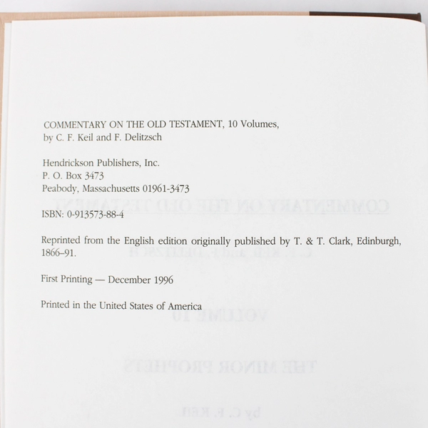 Keil & Delitzsch Commentary on the Old Testament Vol 10 Minor Prophets 1996 HC