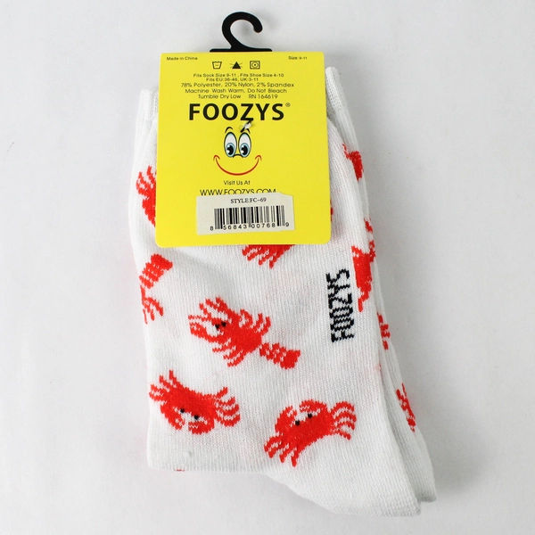 NWT Foozys Lobster Pattern Crew Socks Shoe Size 4-10