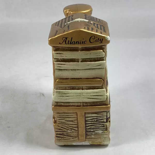 Vintage Atlantic City Ceramic Train Engine Coin Bank Souvenir with Stopper