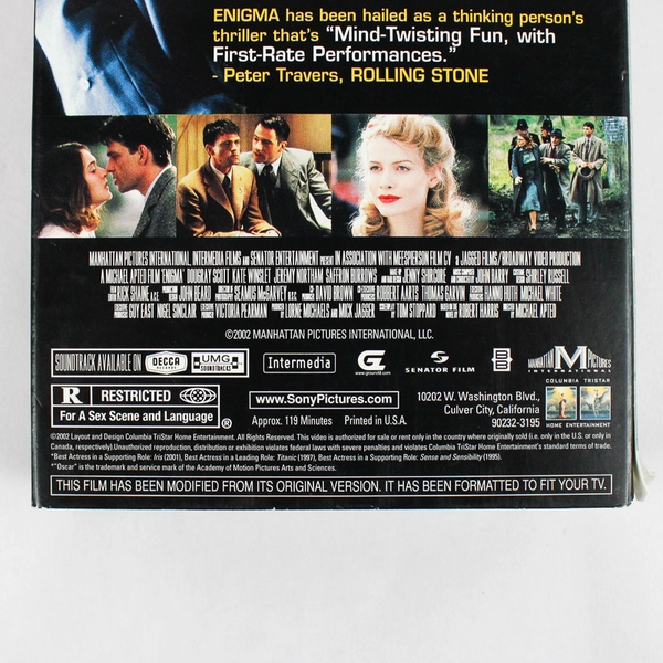 Enigma VHS Tape 2002 Manhattan Pictures International