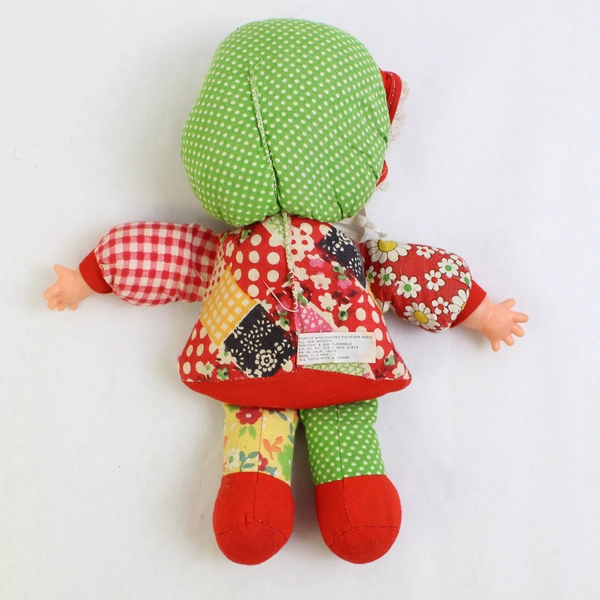 Vintage 10 Inch Cloth And Plastic Patchwork Doll Made In Taiwan